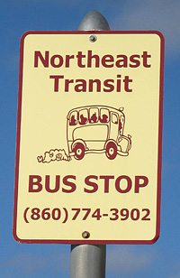 Northeastern CT Transit District bus stop sign